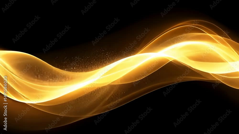 Poster golden wave abstract smooth flowing light design with elegant curves and sparkling effects