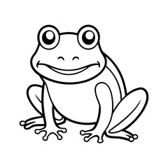 a simple coloring of a cute frog line art silhouette
