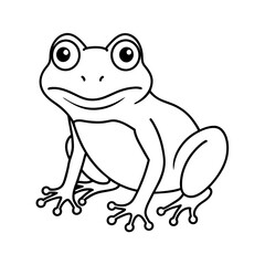 a simple coloring of a cute frog line art silhouette