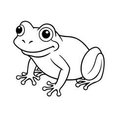 a simple coloring of a cute frog line art silhouette
