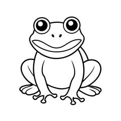 a simple coloring of a cute frog line art silhouette