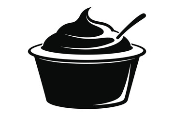 Black cup with swirling soft serve ice cream and small spoon invites indulgence