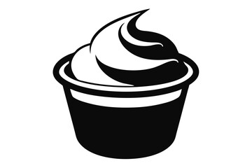 Simple black and white cup filled with tasty soft serve swirls looks tempting