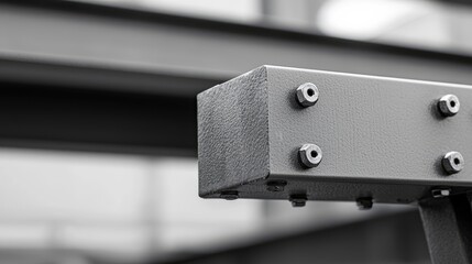 Obraz premium Close-up view of a metallic structural support component.