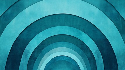 Layered arcs in aquamarine and muted teal plain background