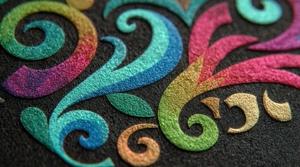 Vibrant Rainbow Swirls Close up Detailed Textured Design