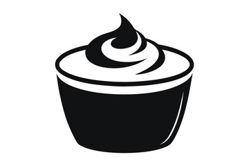 Cupcake illustration shows a dark chocolate container filled with white creamy topping beautifully