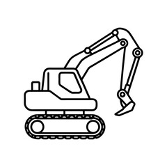 a simple excavator line art vector silhouette