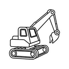 a simple excavator line art vector silhouette