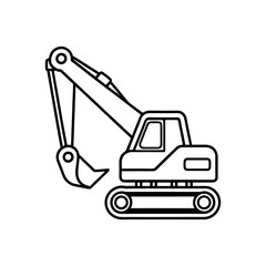 a simple excavator line art vector silhouette