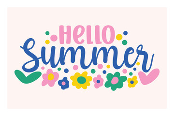 hello summer lettering. vector illustration