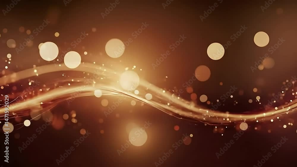 Poster golden abstract waves and bokeh create a luxurious inviting and mesmerizing visual display