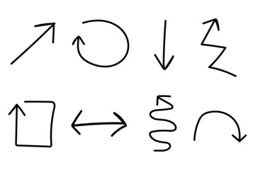 Sketch concept minimal set of arrow drawing line art. arrows element way hand drawn line concept with white ioslated background. Vector,illustration.