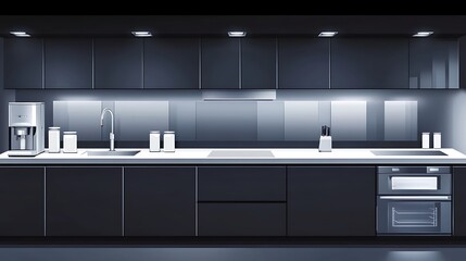 Modern dark kitchen interior design. (3)
