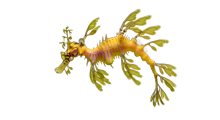 Weedy Sea Dragon Floating in Kelp Forest