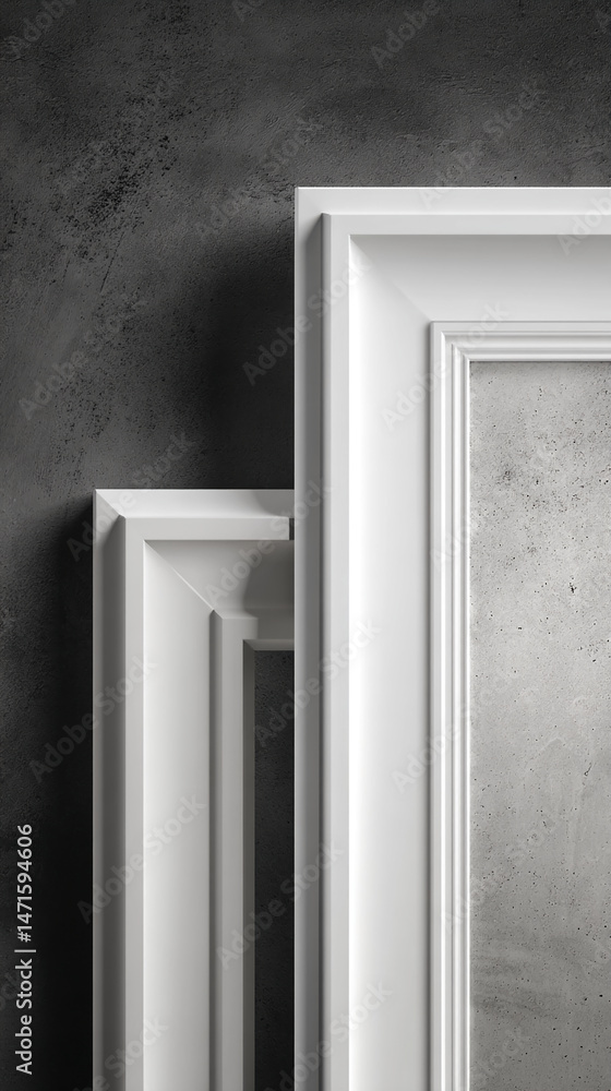 Poster white frames against a dark gray textured backgroundshowcase, mockup, blank space for text or image,