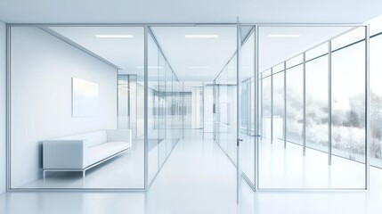 Obraz premium Glass partition interiors isolated on white background