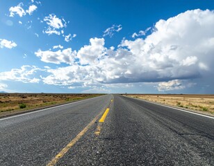 Open Highway Under a Cloudy Sky with Dramatic Atmospheric Conditions