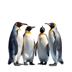 Fototapeta premium Four King Penguins Huddle Together: High-Resolution Image