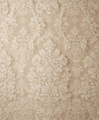 Elegant damask wallpaper, intricate lace pattern in beige and cream , design, repeat, damask