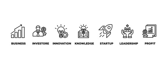 Enterpreneur banner web icon vector illustration concept with icon of business, investor, innovation, knowledge, startup, leadership and profit