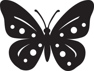 Silhouette Black Butterfly Icon with Dotted Wings