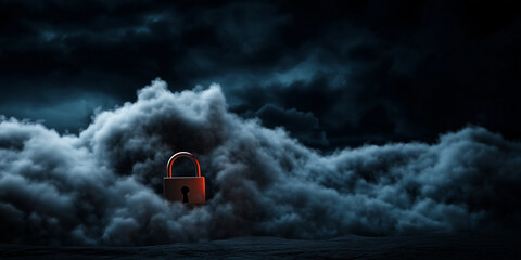 Naklejka premium Mitigating cybersecurity risks through effective management strategies in a cloudy digital environment