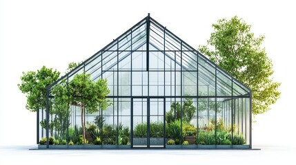Glasshouse living isolated on white background