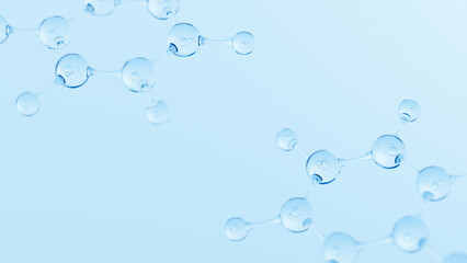 Abstract Molecule and Atom Structure Model - Science, Medical Background, Skincare Technology, and Cosmetic Innovation. 3d rendering.