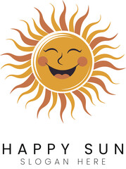 Smiling Happy Sun Cartoon Illustration Design joy ray fun cute logo icon warm face heat   