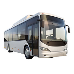 Taxis & Public Transport, White electric city bus with tinted windows, PNG 