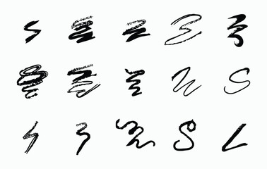 Brush stroke vector set underline ornament calligraphic black art variation hand drawn