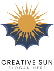 Abstract Golden Sun Logo Design Modern Style Vector Graphic art sky icon blue rays brand  
