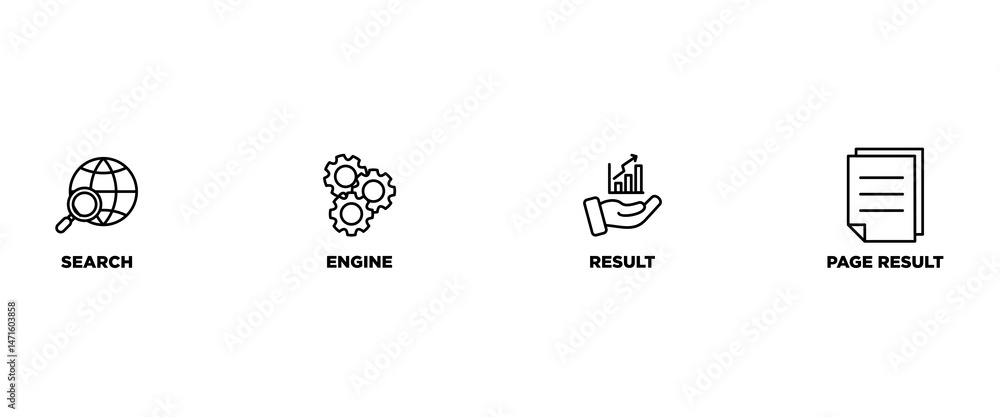 Poster serp banner web icon vector illustration concept for search engine result page with icon of web sear