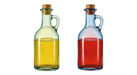 Isolated Olive Oil and Vinegar Bottles