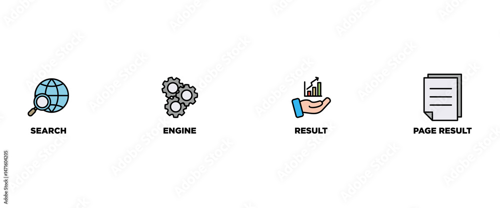 Poster serp banner web icon vector illustration concept for search engine result page with icon of web sear