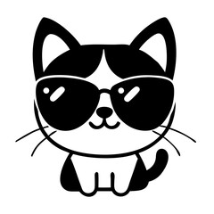 cute cat with sunglasses vector