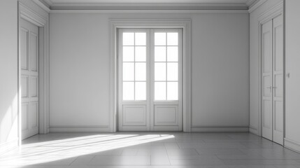 Fototapeta premium Empty, light-filled, classic interior space.