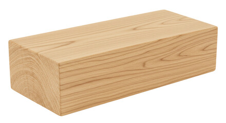 Isolated Wooden Block with Visible Grain
