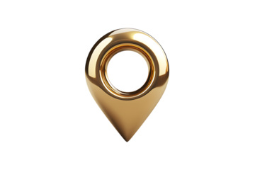 Golden location pin symbol representing navigation and direction