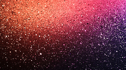 Fototapeta premium Abstract gradient texture featuring glittering particles in shades of orange red pink and purple creates a festive backdrop