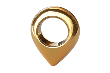 Golden location pin symbol representing navigation and direction