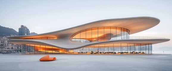 Modern, flowing architectural structure