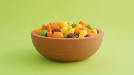 Colorful mix of candies in a bowl
