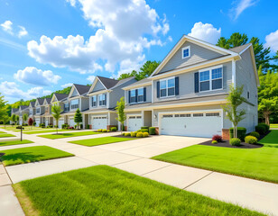 pleasant neighborhood with high-end Burban homes