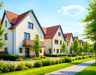 Neu-Ulm, Bavaria, Germany, and suburban homes in a newly developed area