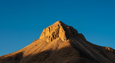 Naklejka premium Majestic peak bathed in golden light