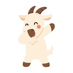 Naklejka premium Cute dabbing goat cool cartoon