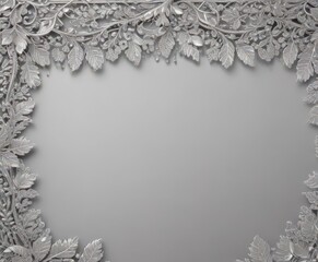 Fototapeta premium Luxurious silver leaf lace border, shimmering, intricate detail , elegant, ornament