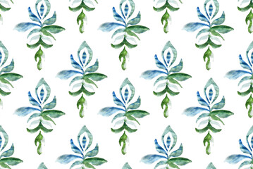 Watercolor abstract motif pattern. Seamless tribal pattern design